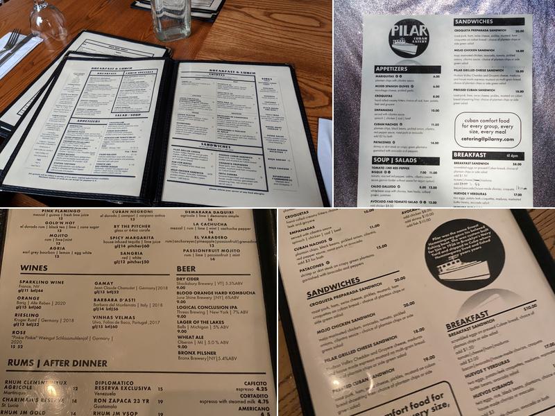 Pilar Cuban Eatery Menu