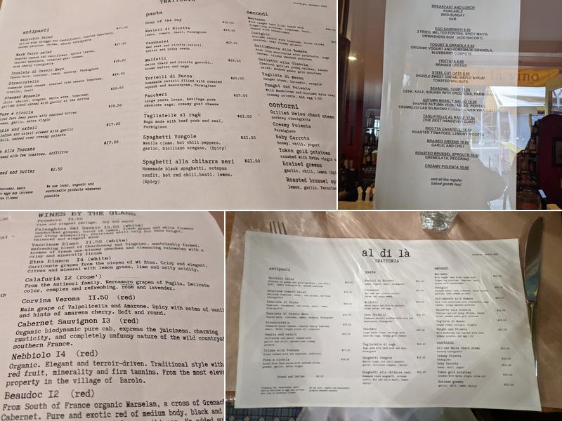 al di la Trattoria Menu