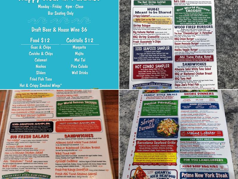 Paradise Cove Beach Café Menu