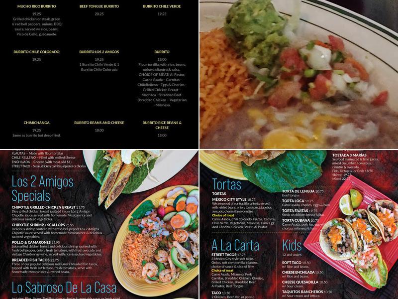 Los 2 Amigos Menu