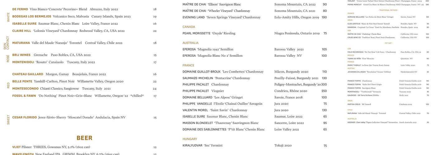 Olmsted Menu