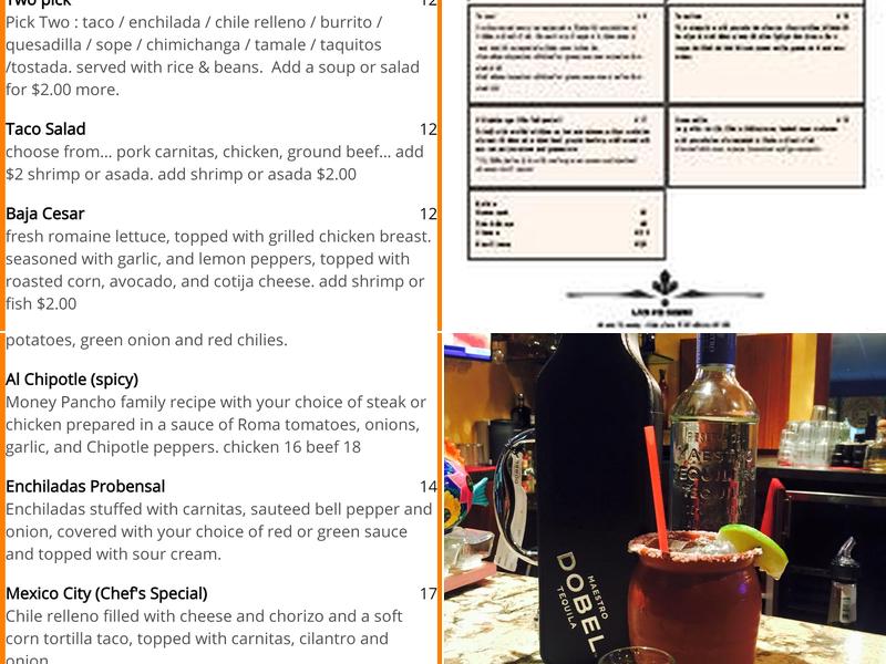 Money Pancho Mexican Restaurant, Inc. Menu