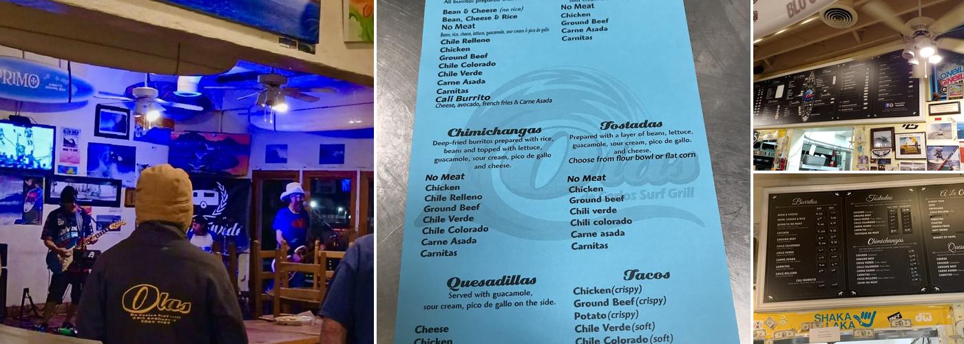 Olas de Carlos Surf Grill Menu