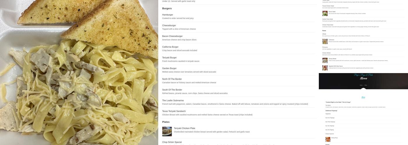 Panjo's Pizza & Pasta Menu