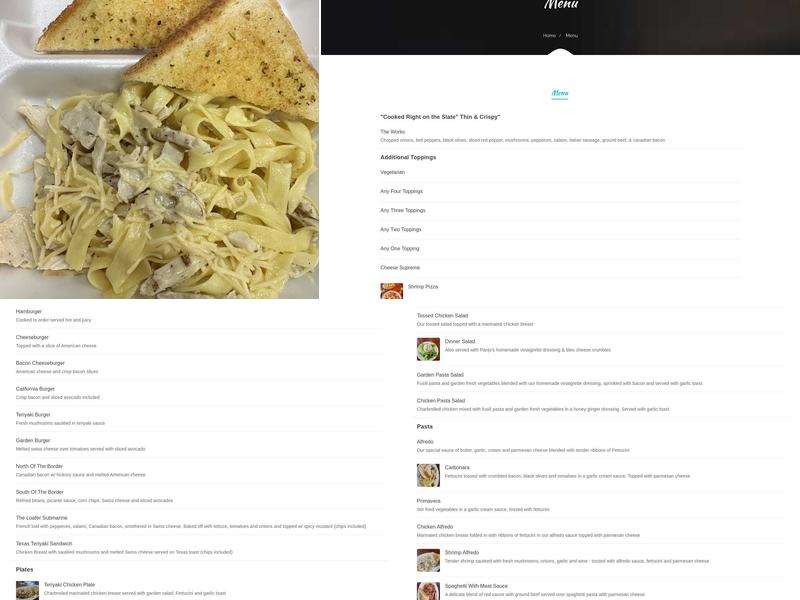 Panjo's Pizza & Pasta Menu