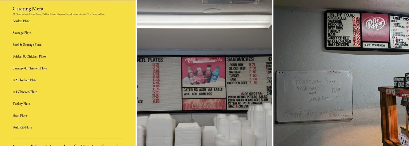 Mac's Pit Barbecue & Catering Menu