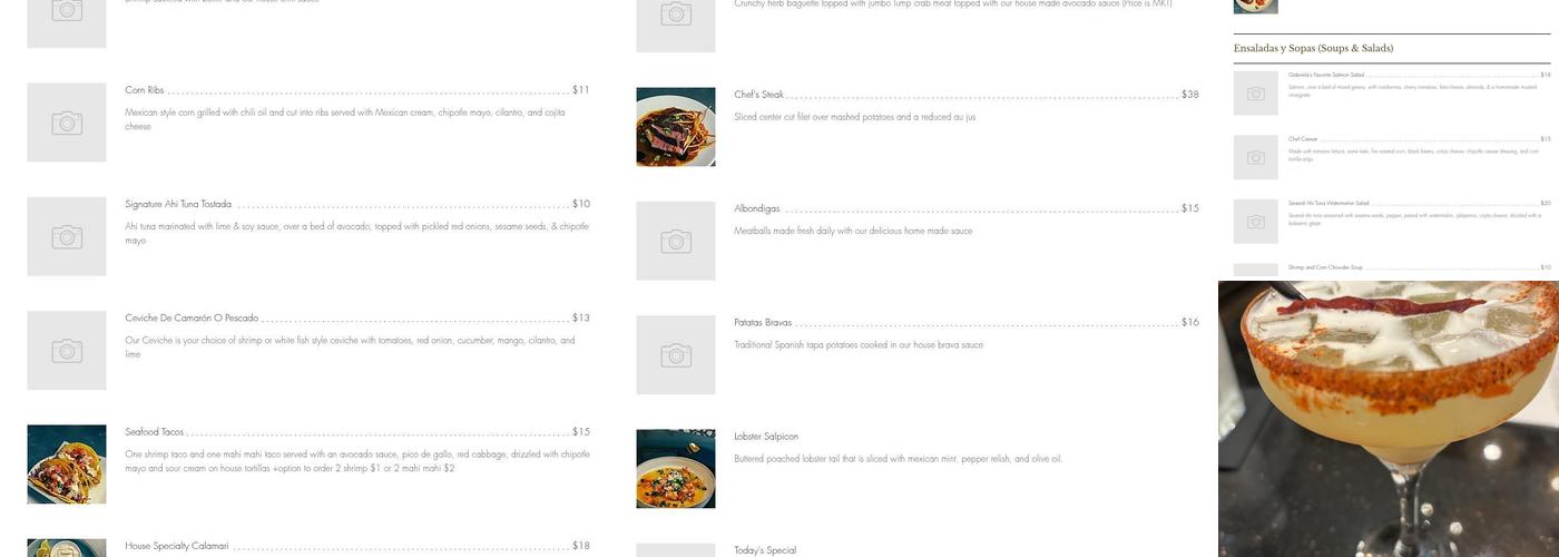 Gabriela's Seafood + Tapas Menu