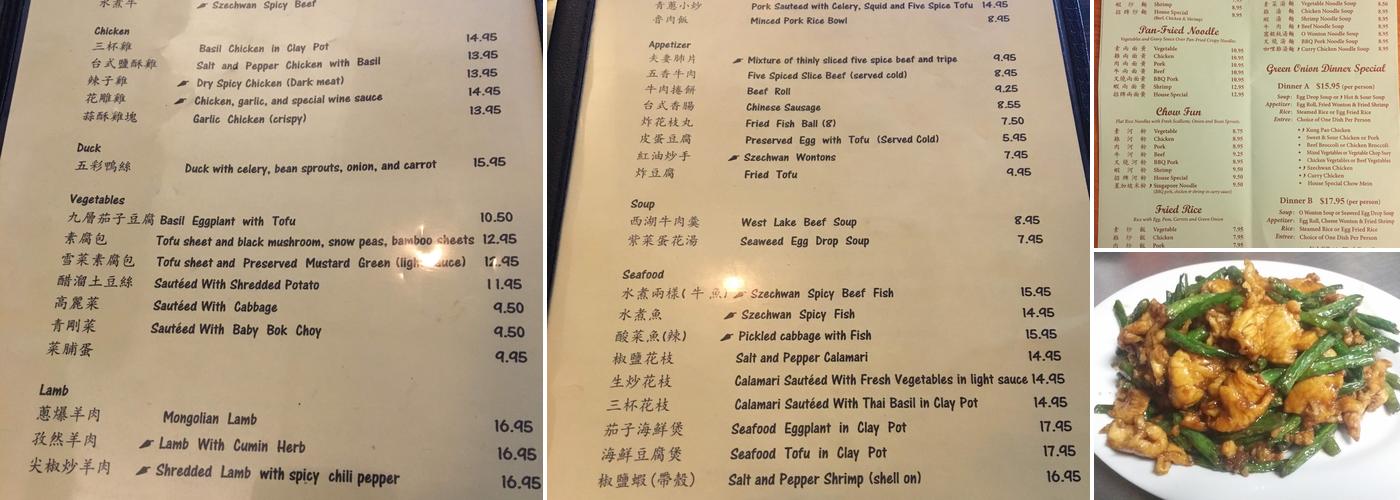 Green Onion Chinese Food Menu