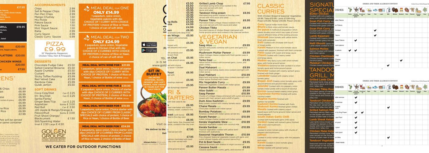 Golden Grouse Global Banquet Buffet Menu
