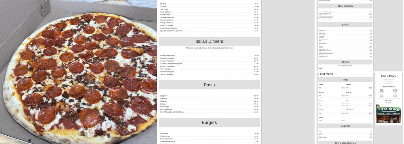 Pizza Place Menu