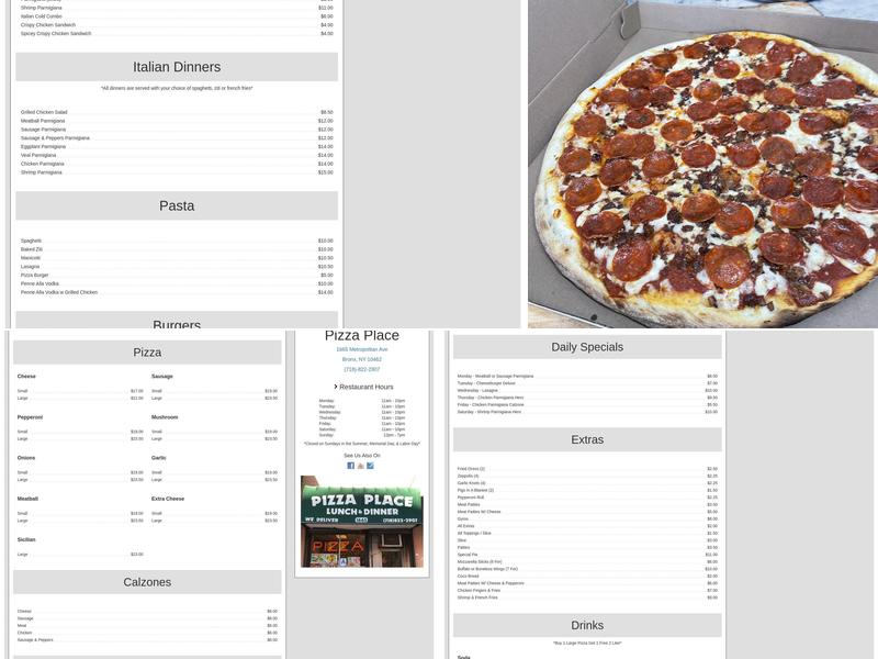 Pizza Place Menu