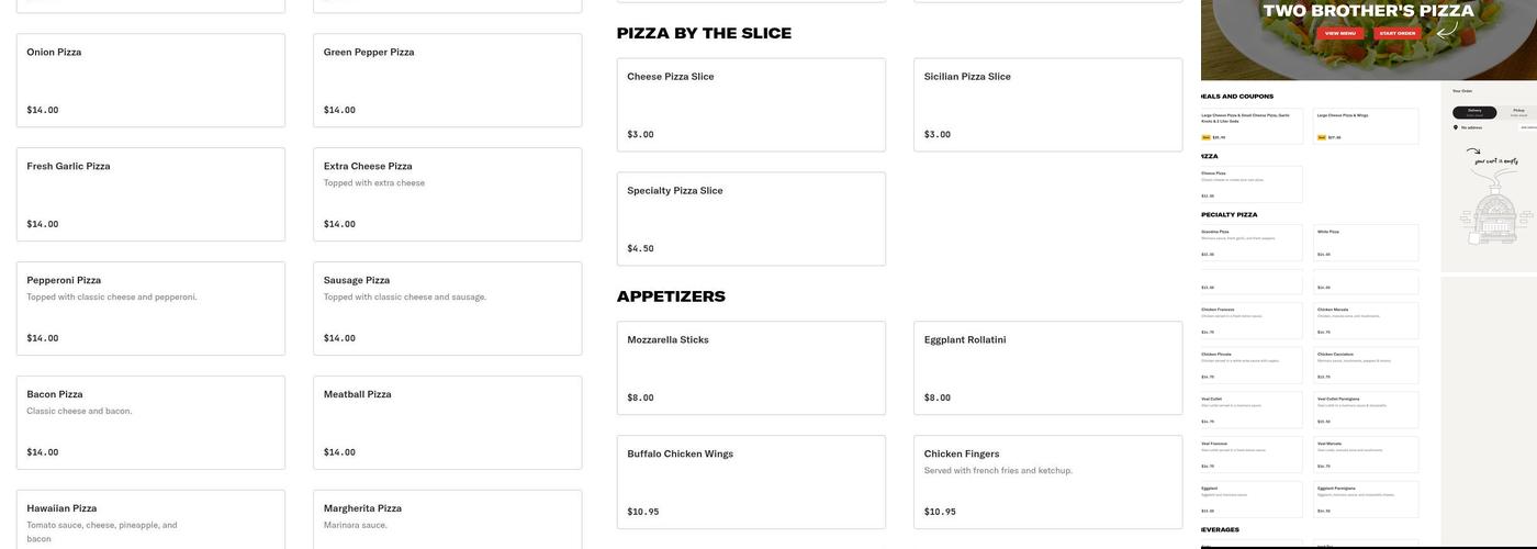 Two Brothers Pizzeria Menu