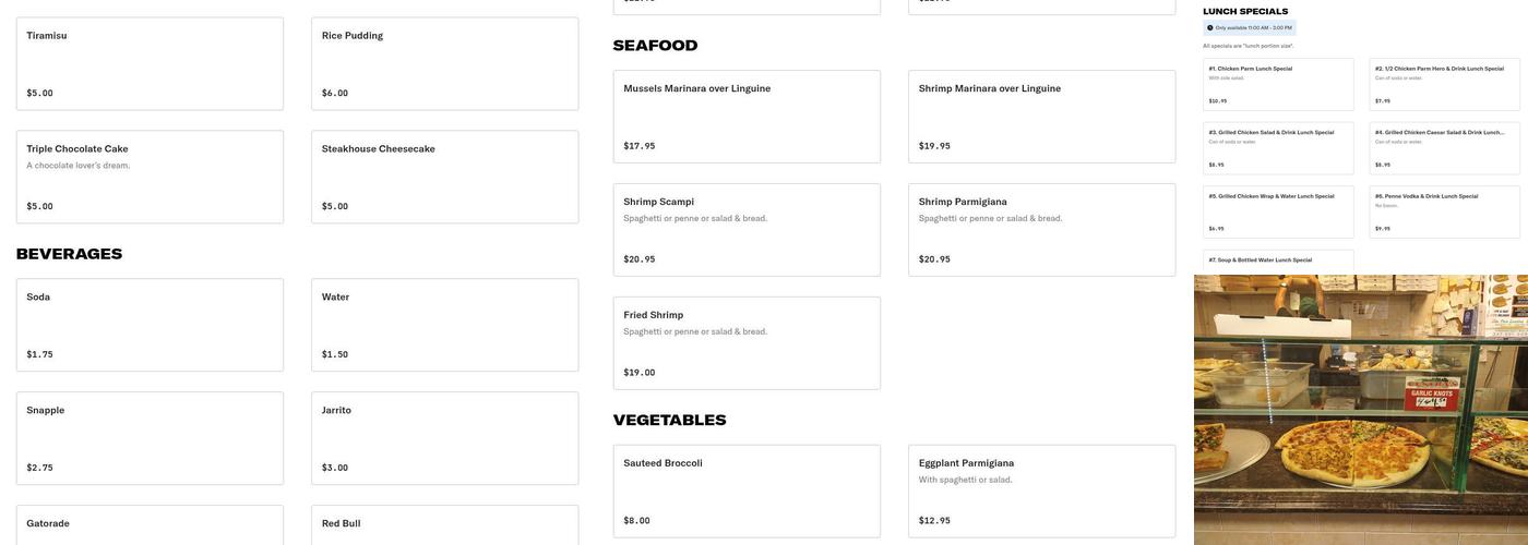 Cestra's Pizza III Menu