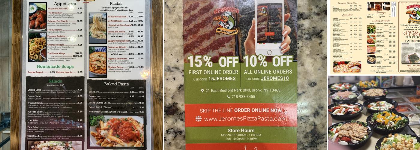 Jerome Pizza Pasta Menu