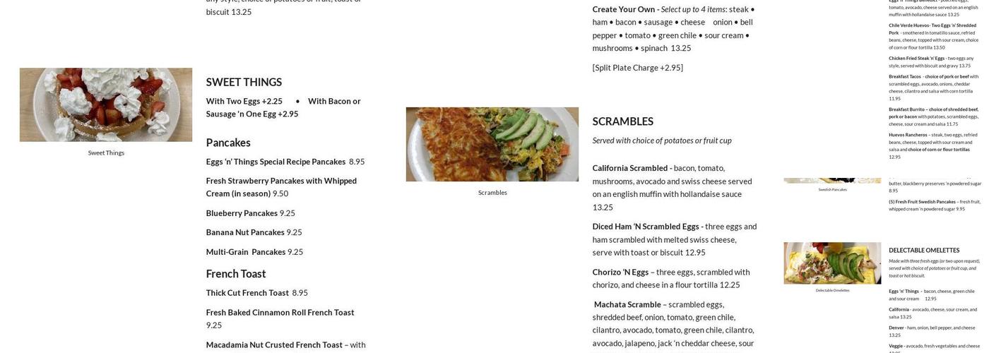 Eggs-N-Things Menu