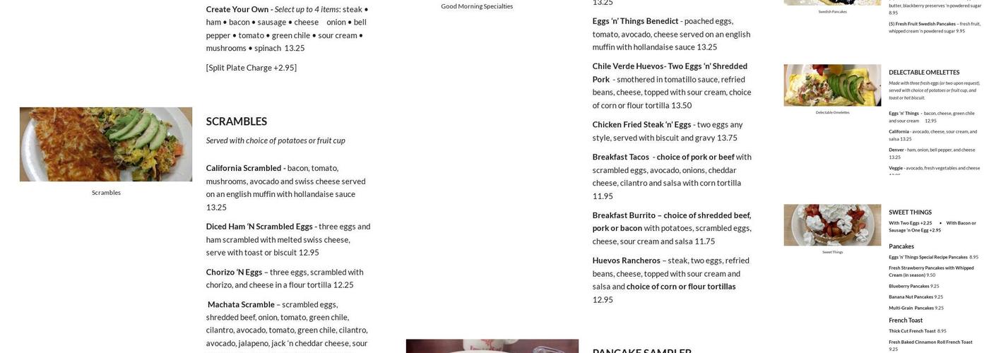 Eggs-N-Things Menu