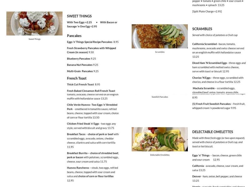 Eggs-N-Things Menu