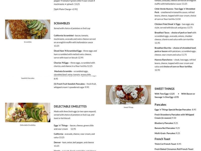 Eggs-N-Things Menu