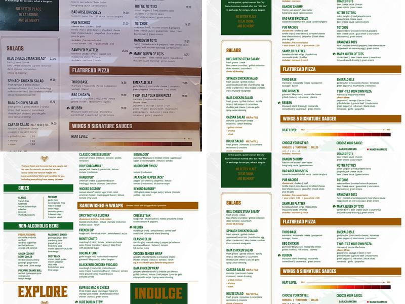 Tilted Kilt Pub & Eatery Menu