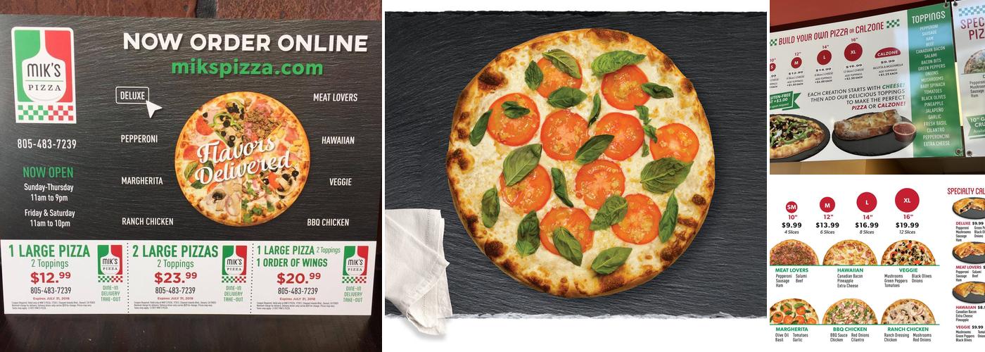 Mik's Pizza Menu