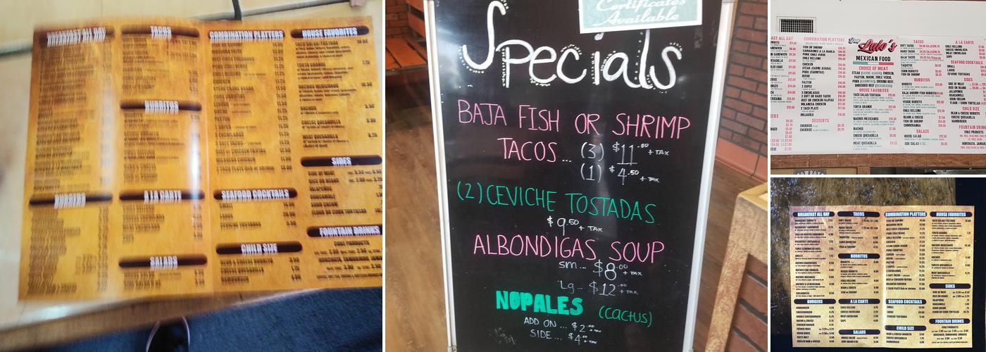 Don Lalos Mexican Food Menu