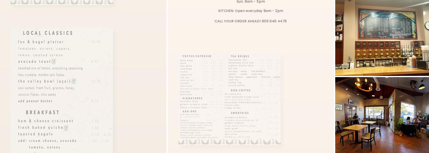 Ojai Coffee Roasters Menu