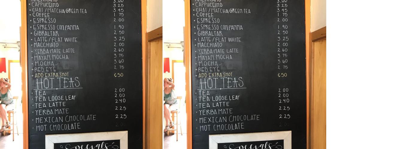 Coffee Connection Menu