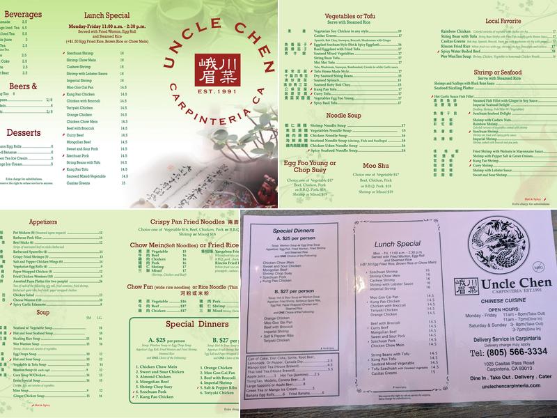 Uncle Chen Restaurant Menu