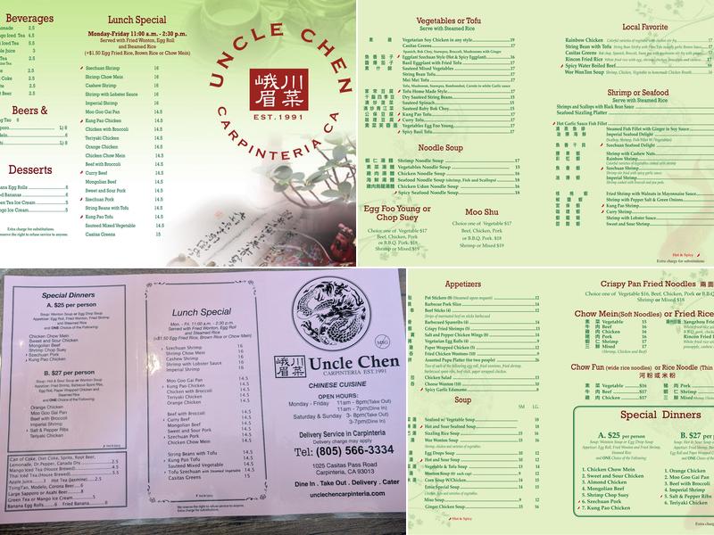 Uncle Chen Restaurant Menu