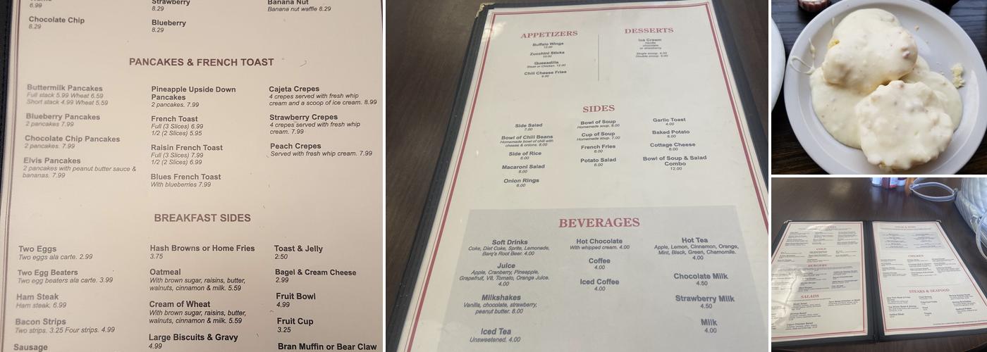 Main Street Restaurant and Steak House Menu