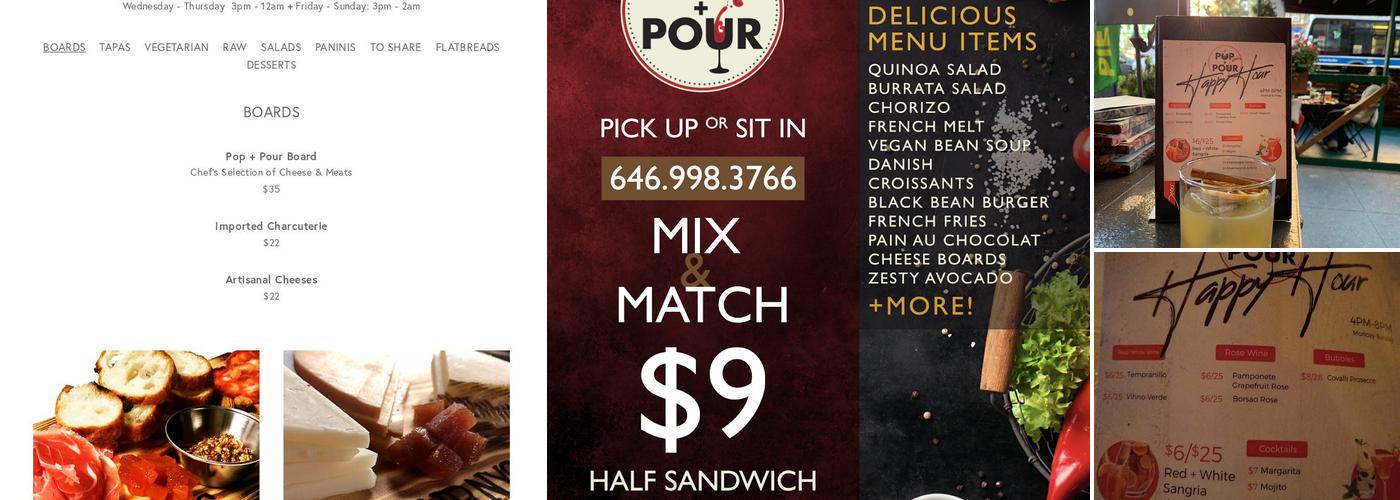 Pop & Pour Wine and Spirits Menu