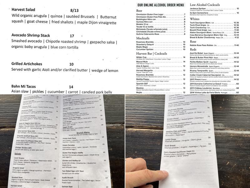 Harvest Moon Ojai Restaurant and Bar Menu