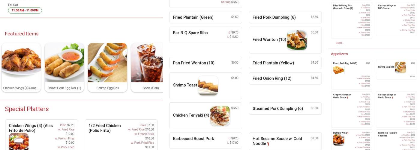 Wing Hing Menu