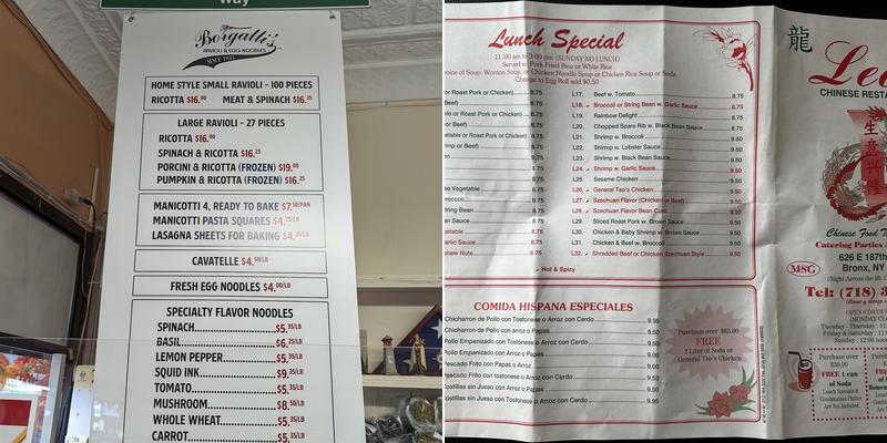 Lee's Restaurant Menu