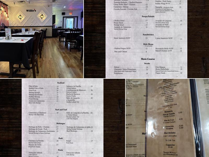 Willie's Steak House Menu