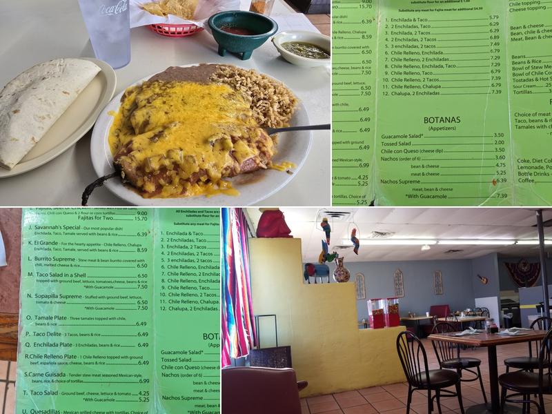 Savannah's Restaurant Menu