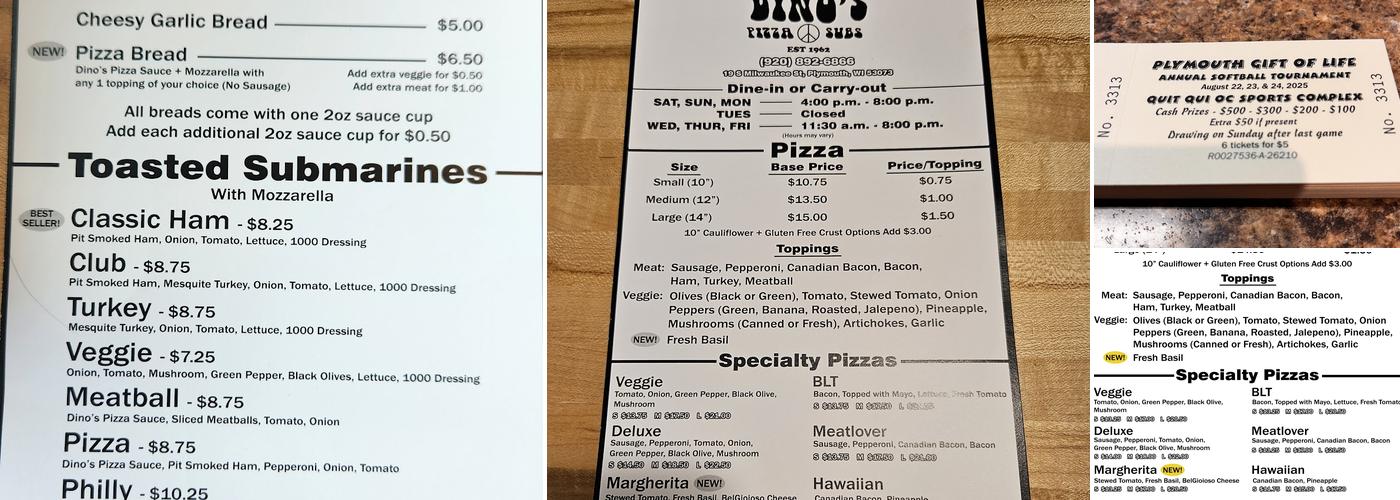 Dino's Pizza & Subs Menu