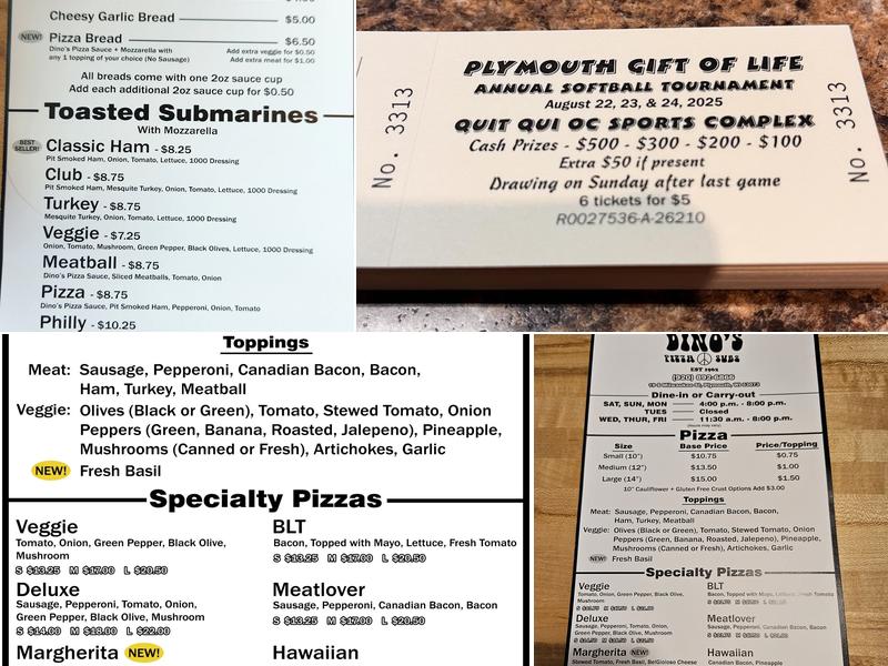 Dino's Pizza & Subs Menu