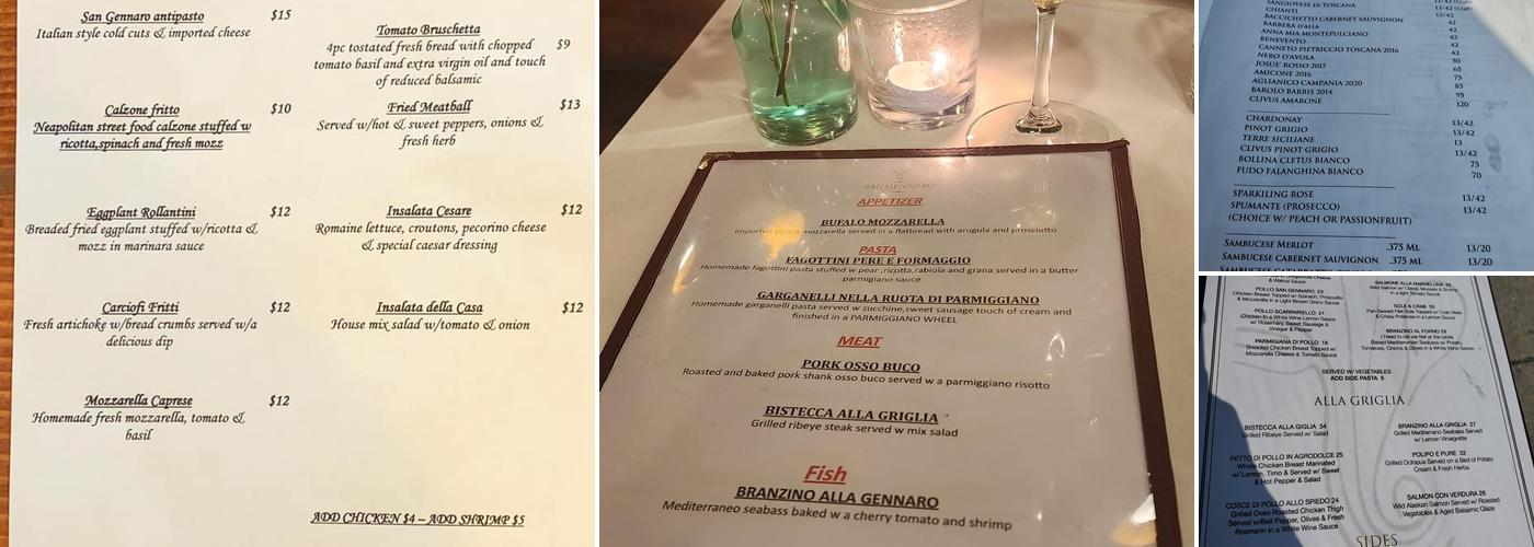 San Gennaro Menu