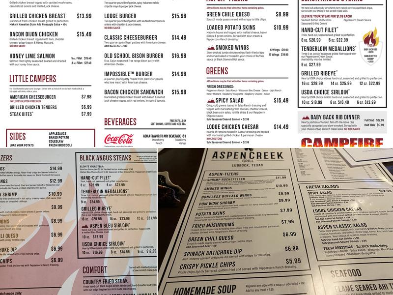 Aspen Creek Grill Menu