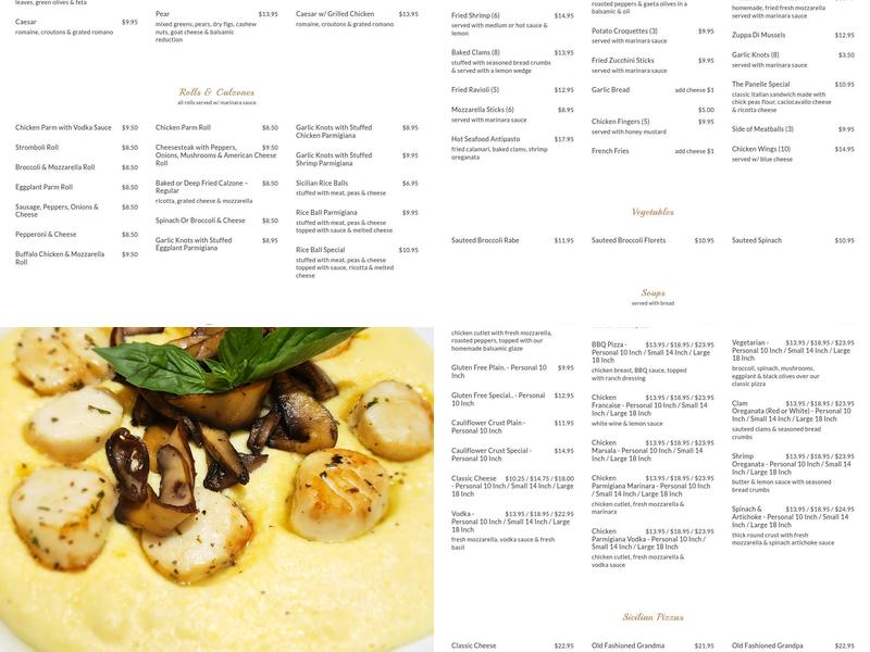 Domenico's Pizzeria Menu