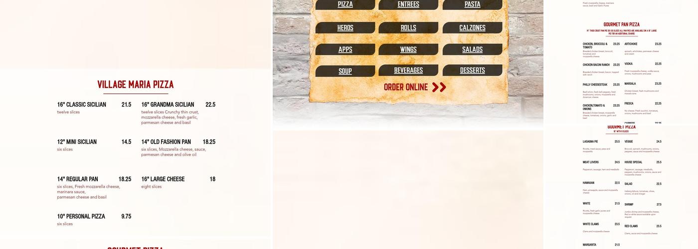 Village Maria Pizzeria Menu