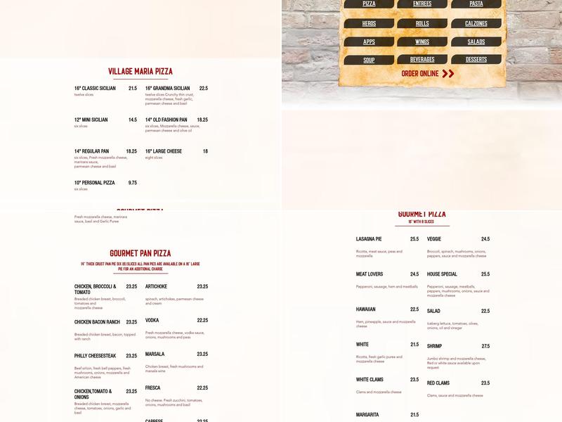 Village Maria Pizzeria Menu