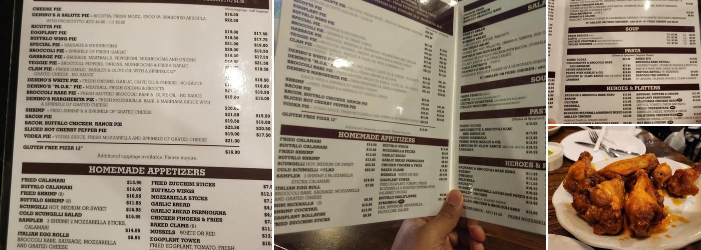 Denino’s Pizzeria & Tavern Menu