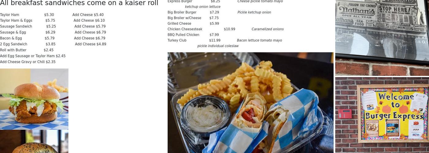 Burger Express Menu