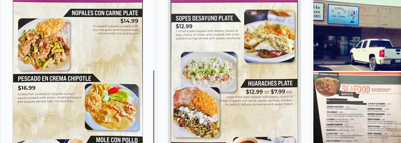 El Taquito De Mar Y Tierra Menu