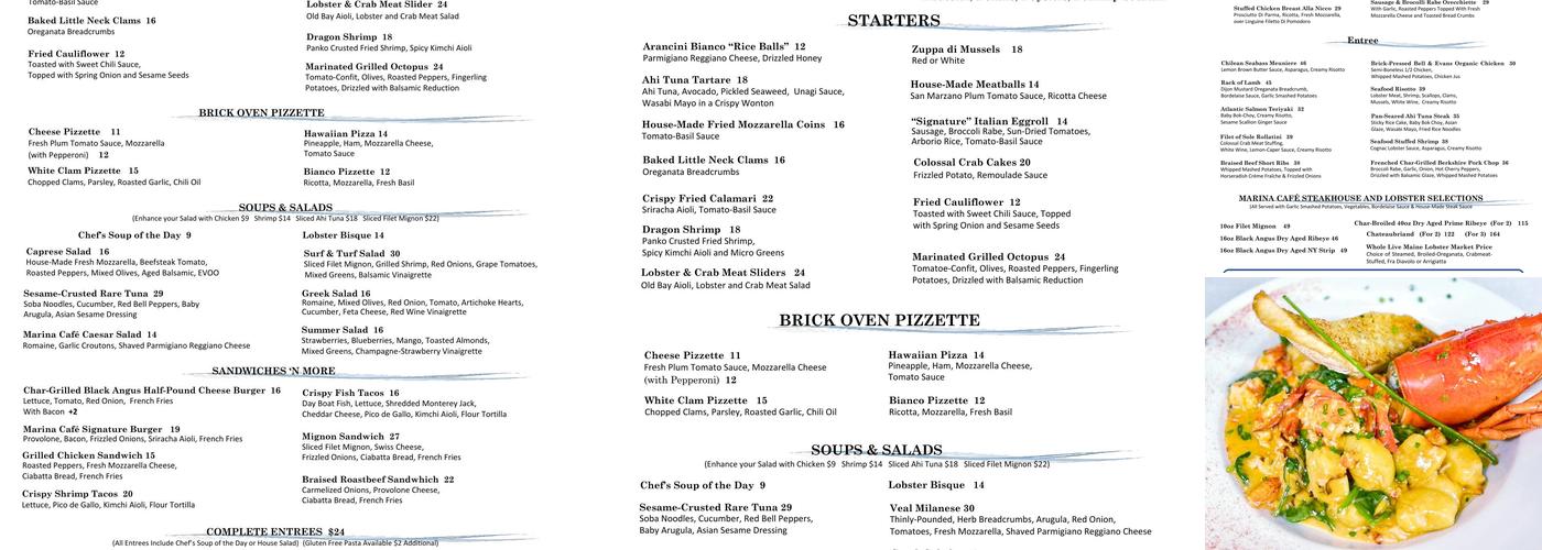 Marina Cafe Restaurant & Tiki Bar Menu
