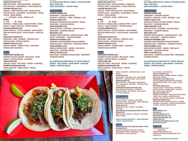 Cantina Mexicana Menu