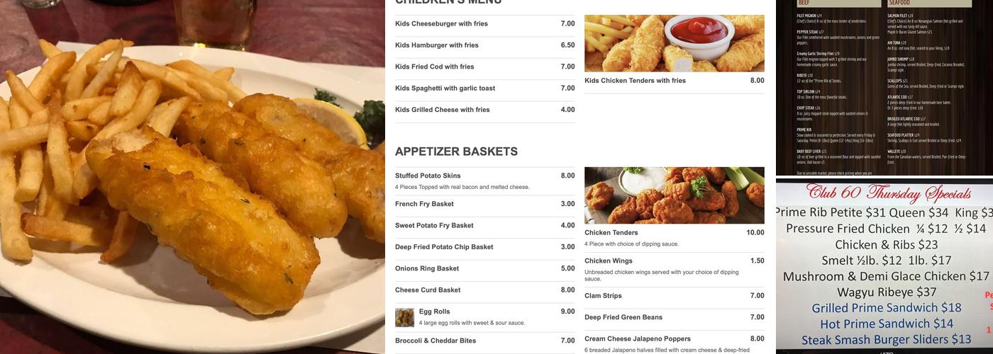 Club 60 Menu