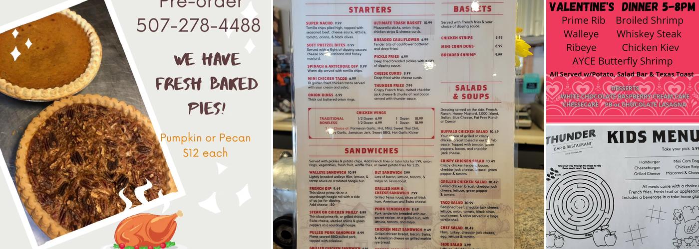 Thunder Bar & Restaurant Menu